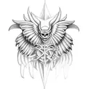 demon with wings tattoo design idea