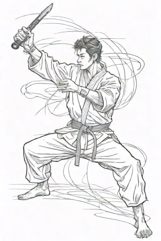 taekwondo doing nunchuck tattoo design idea