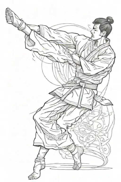 Taekwondo athlete doing poomsae tattoo design idea