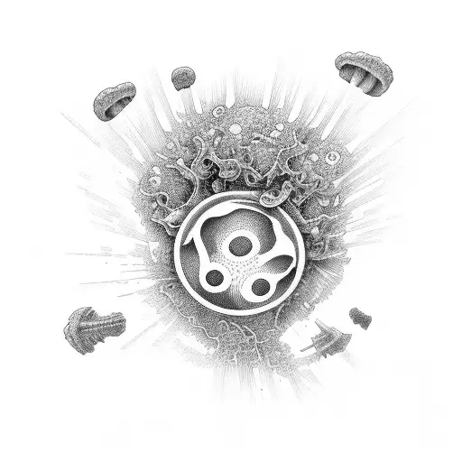  injection, fungus and book tattoo design idea