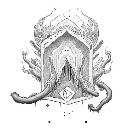  injection, fungus and book tattoo design idea