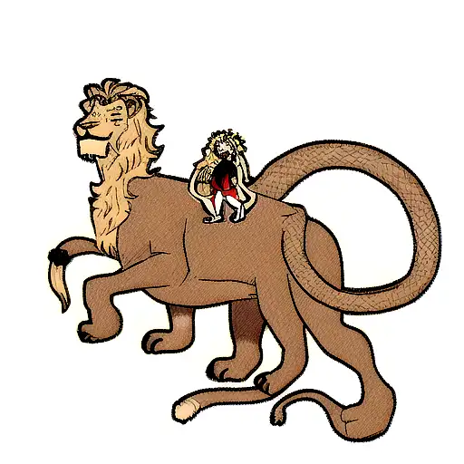 a giant snake with a lion's head tattoo design idea