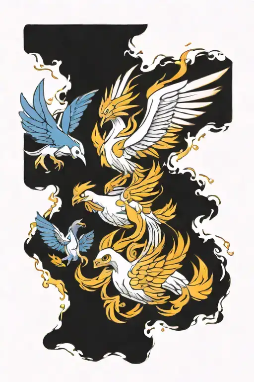 Lugia, moltres, zapdos and articuno tattoo design idea