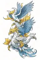 Lugia, moltres, zapdos and articuno from pokemon tattoo design idea