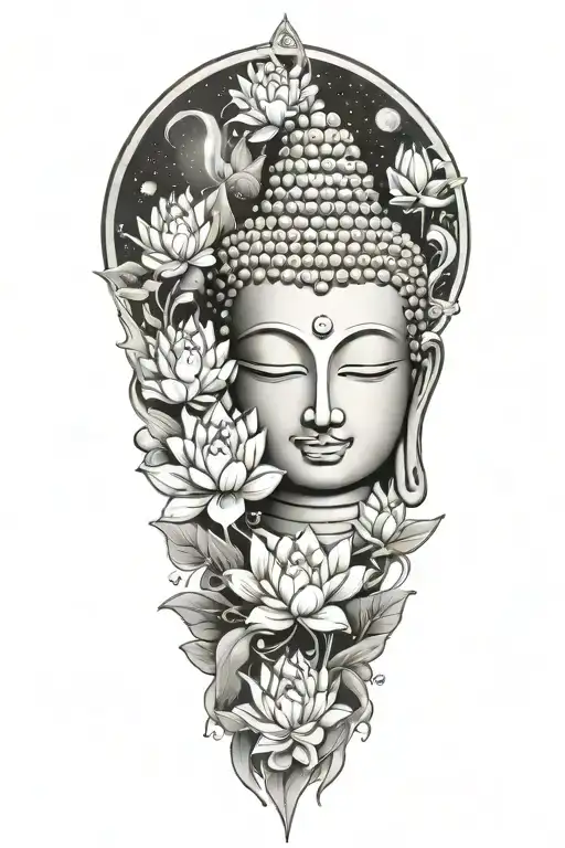 buddha lotus galaxy tattoo design idea