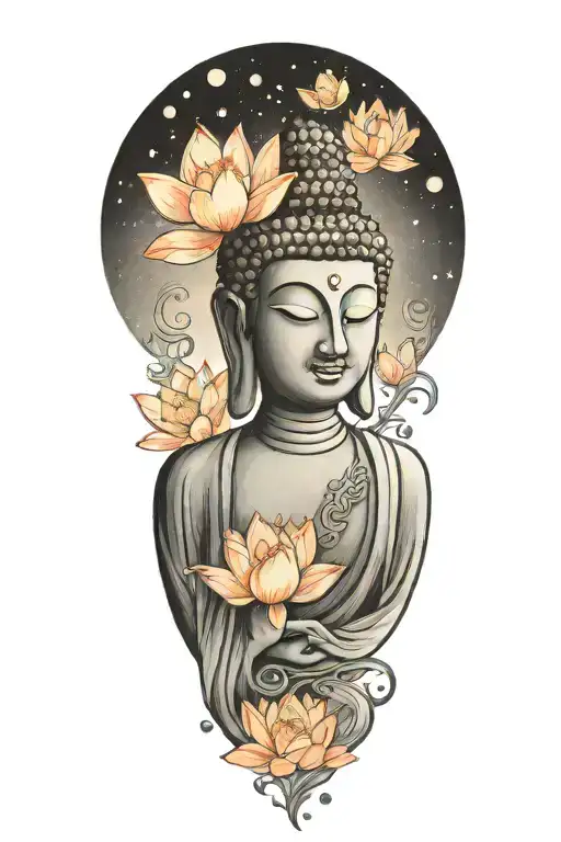 buddha lotus galaxy tattoo design idea