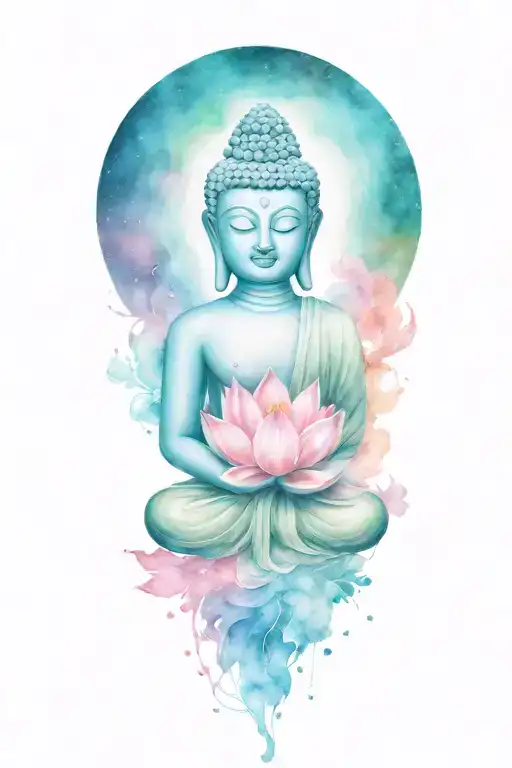 buddha galaxy lotus tattoo design idea