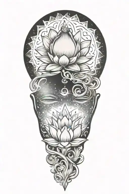 buddha lotus galaxy tattoo design idea