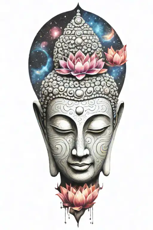 buddha lotus galaxy tattoo design idea