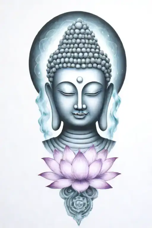 buddha lotus galaxy tattoo design idea