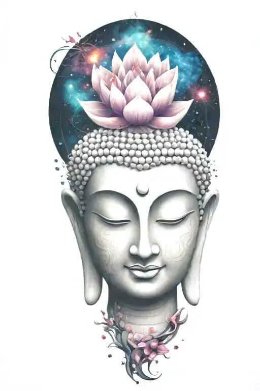 buddha lotus galaxy tattoo design idea