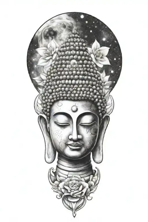 buddha galaxy tattoo design idea