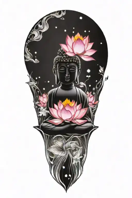 buddha lotus galaxy tattoo design idea