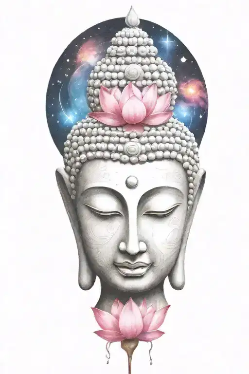 buddha lotus galaxy tattoo design idea