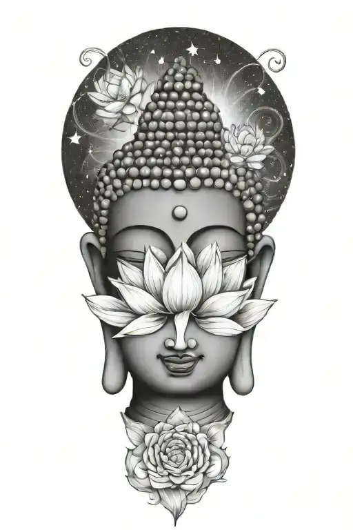 buddha galaxy lotus tattoo design idea