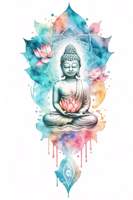 buddha galaxy lotus tattoo design idea