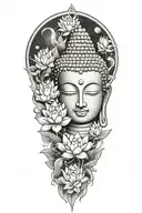 buddha lotus galaxy tattoo design idea