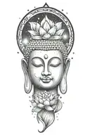buddha lotus galaxy filled with stars  tattoo design idea