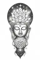 buddha lotus galaxy filled with stars  tattoo design idea