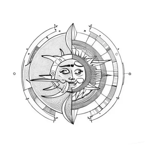 Sun and Moon tattoo design idea