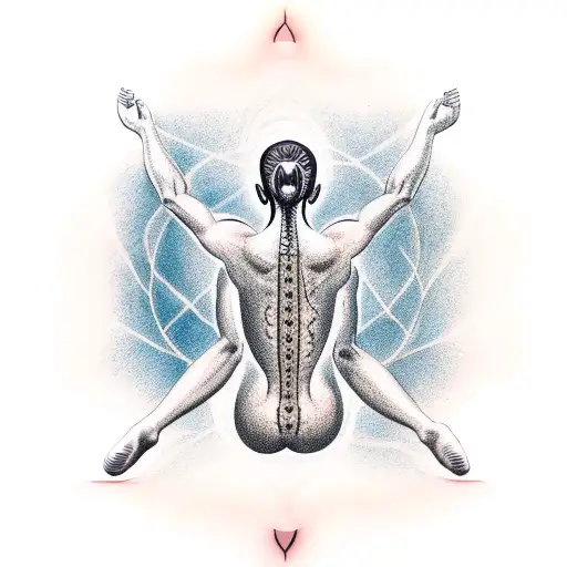 a body in a meditation pose without head tattoo design idea