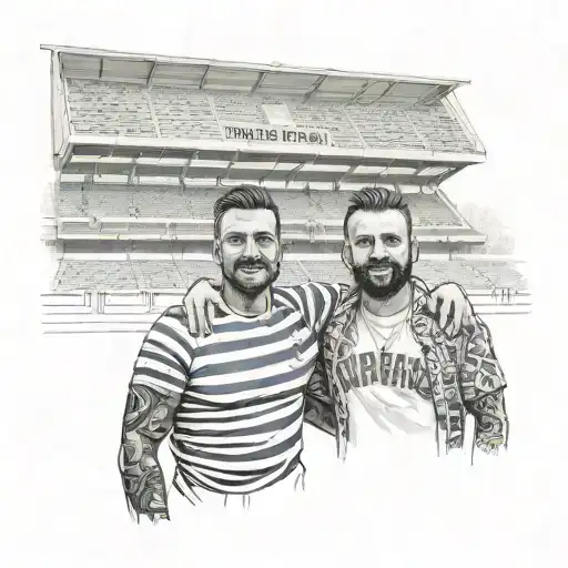me and my uncle infront of stadium tattoo design idea