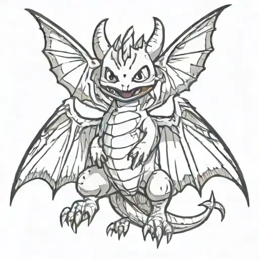 toothless dragon zubat pokemon tattoo design idea