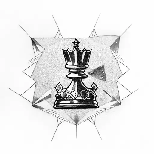 diamond shape with king chess piece tattoo design idea
