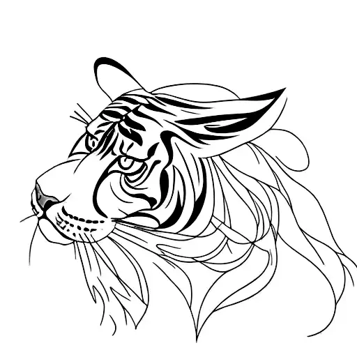 half horse face half tiger lily tattoo design idea