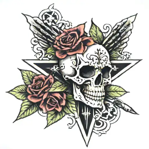 skull with iron cross behind it with words that say I do not an will not fear Tomorrow as tho I feel today has been enou tattoo design idea