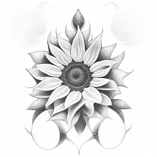 girassol em meio a um mar de rosas  tattoo design idea