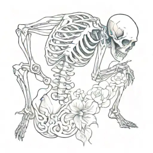 skeleton stabbed in back tattoo design idea