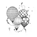 A dotwork design representing the joy of spending time with your kids, featuring playful symbols like balloons and kites tattoo design idea