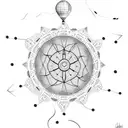 A dotwork design representing the joy of spending time with your kids, featuring playful symbols like balloons and kites tattoo design idea