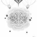 A dotwork design representing the joy of spending time with your kids, featuring playful symbols like balloons and kites tattoo design idea