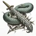 serpent being impaled by a sword  tattoo design idea