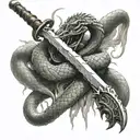 serpent being impaled by a sword  tattoo design idea