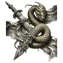 serpent being impaled by a sword  tattoo design idea