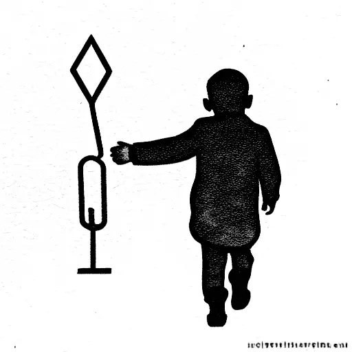 boy walks on russian street tattoo design idea