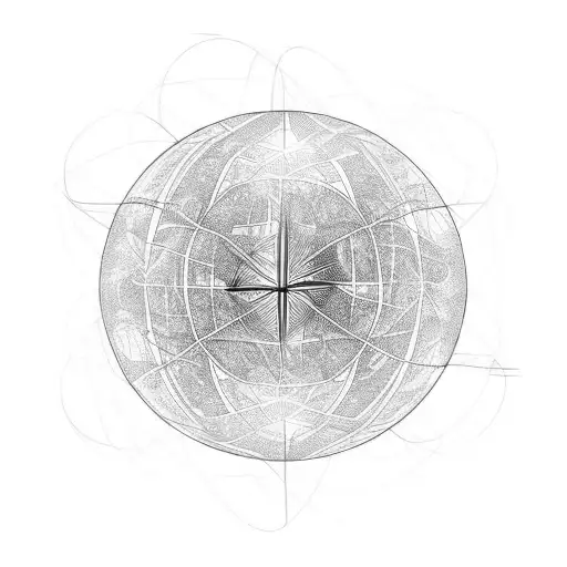 sphere in forest tattoo design idea