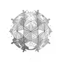 sphere in forest tattoo design idea