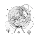 sphere in forest tattoo design idea