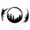 sphere in forest tattoo design idea