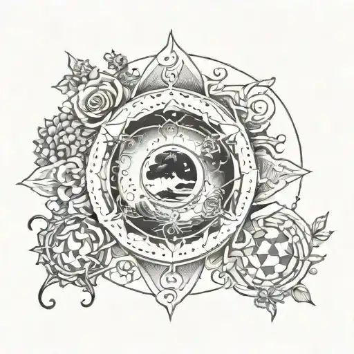 Create a tattoo showcasing the beauty of the four elements through a positive mindset tattoo design idea