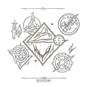 skyrim and fallout 4 elements tattoo design idea