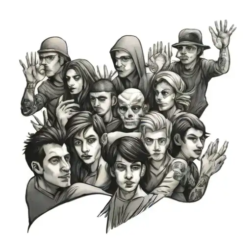 forever alone in a crowd  tattoo design idea