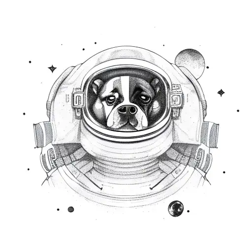 Dog in Astronaut Helmet tattoo design idea