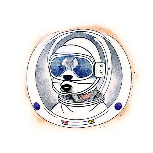 Dog in Astronaut Helmet tattoo design idea