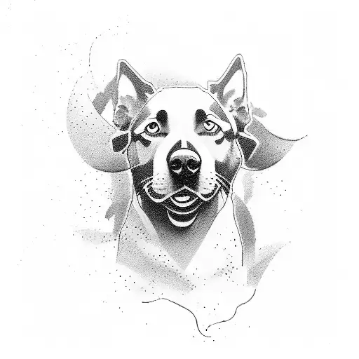 Video editing timeline with a dog silhouette tattoo design idea