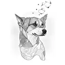 Video editing timeline with a dog silhouette tattoo design idea